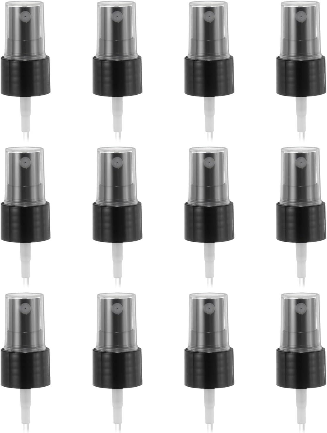 12 Pcs Black Spray Top, 20/410 Fine Mist Sprayer Reusable Replacement Spray Bottle Pump Plastic Top for Cosmetic Perfume and Body Sprays Bottle