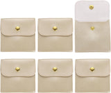 6 Pcs Mini Jewelry Pouch, 8 Inch PU Leather Small Jewelry Bags Soft Jewelry Package Gift Storage Bag Travel Jewelry Bag for Women Rings Necklace Bracelet, Gold