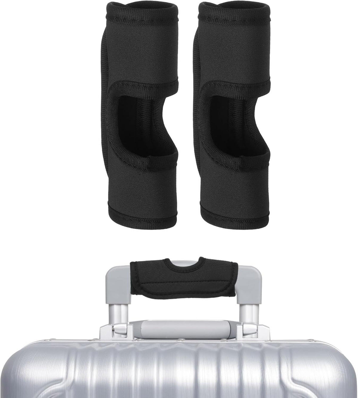 Luggage Handle Wrap, 2 Pcs Hollow Neoprene Handbag Grip Cover Protector Luggage Identifiers Suitcase Handle Wraps for Luggage Suitcase Travel Bags, Black