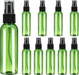10Pack Spray Bottles, 2 Oz/60ML Reusable Clear Empty Mist Plastic Mini Travel Bottle Set,Small Refillable Liquid Containers for Household Use, Essential Oil, Cleaning (Green Black)
