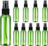 10Pack Spray Bottles, 2 Oz/60ML Reusable Clear Empty Mist Plastic Mini Travel Bottle Set,Small Refillable Liquid Containers for Household Use, Essential Oil, Cleaning (Green Black)