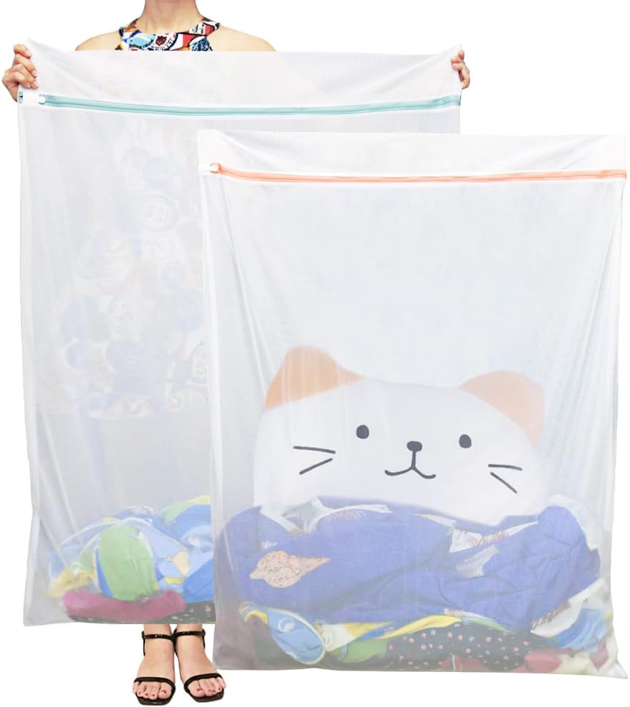 Extra Large Mesh Laundry Bags, 2 Pack 43 x 35 inch Jumbo Delicates Bag for Washing Machine, Large Mesh Bags for Delicates, Coats, Blankets, Bedding, Toys, Pet Items