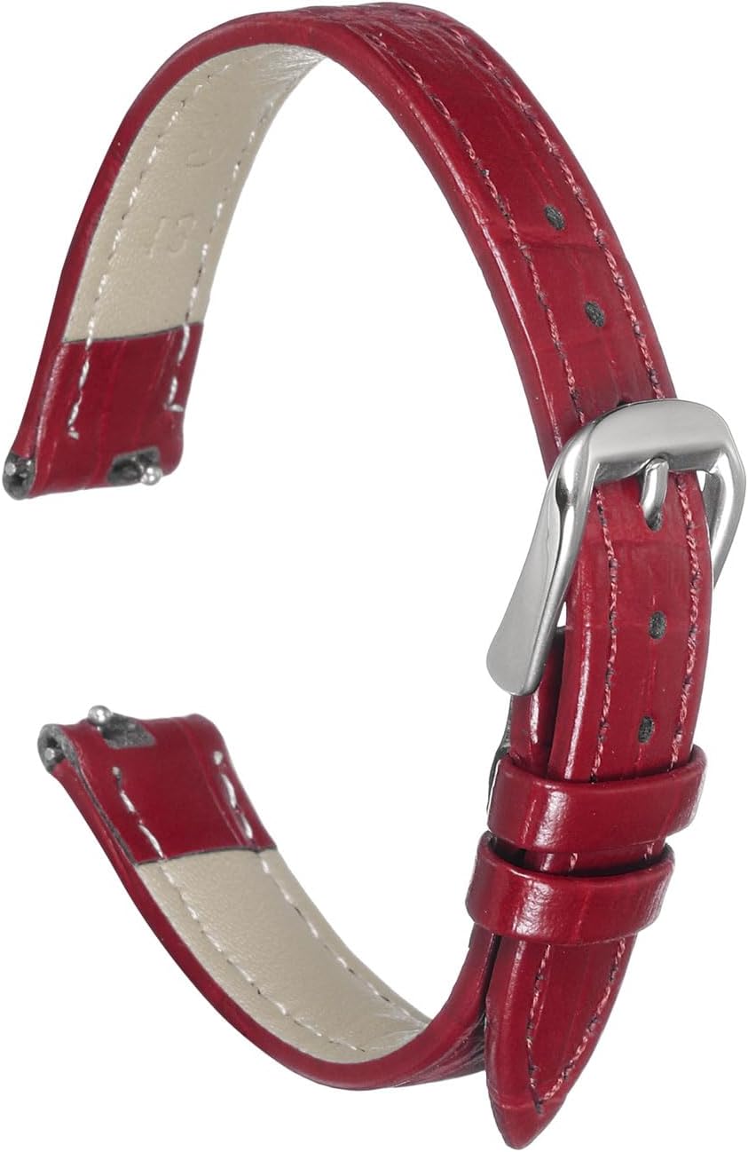 Quick Release Genuine Leather Watch Band Embossed Pattern Leather Watch Strap Replacement for Men Women