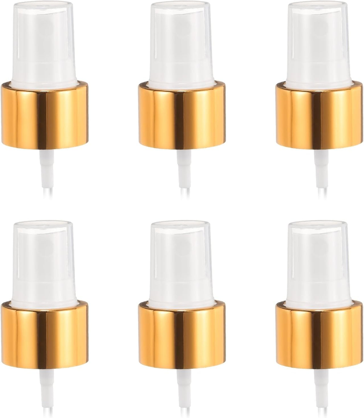 6 Pcs Gold White Spray Top, 24/410 Fine Mist Sprayer Reusable Replacement Spray Bottle Pump Plastic Top for Cosmetic Perfume and Body Sprays Bottle