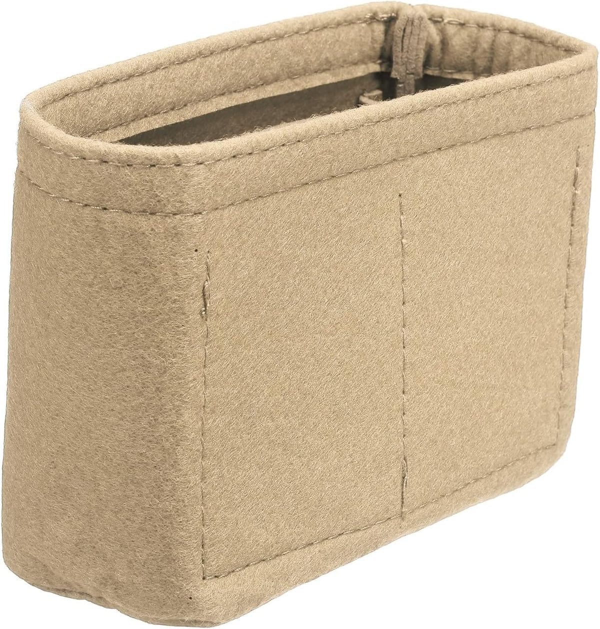 Purse Organizer Insert, Felt Portable Handbag Shaper Multiple Compartments Liner Pouch for Handbag Purse Tote Bag, 5.3" x 2" x 4", Beige