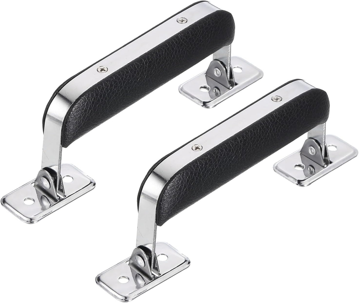 Leather Handle, 2Pcs - Metal Luggage Handle, Vintage Suitcase Replacement Strap, Vintage Pull Handle for Trunk Handbag Briefcase Speaker Box (Black), 110mm