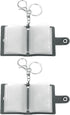 2 Pcs Mini Photo Keychain Custom Keychain Personalized Leather Photo Album Keychains with 20 Pictures DIY Small Memory Key Ring Picture Book for Family, Black
