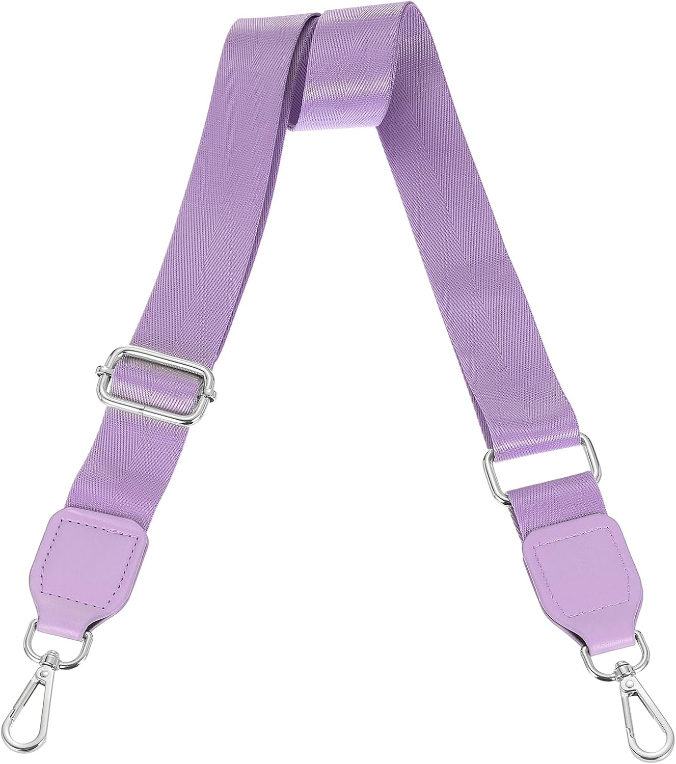 Wide Shoulder Strap, 3.8cm Adjustable Purse Strap Replacement Crossbody Strap for Shoulder Bag Handbag, Light Purple, Silver Square Mouth Buckle