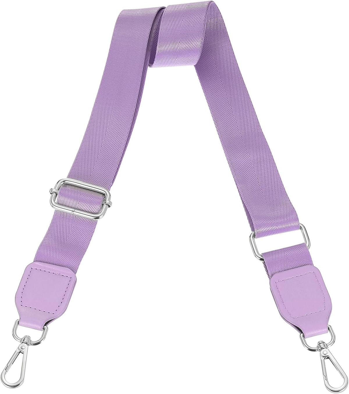 Wide Shoulder Strap, 3.8cm Adjustable Purse Strap Replacement Crossbody Strap for Shoulder Bag Handbag, Light Purple, Silver Square Mouth Buckle