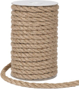 8mm Jute Rope, 50 Feet Heavy Duty and Thick Twine Rope for Crafts, Gardening, Cat Scratching Post, Home Decor