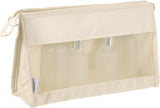 Mesh Makeup Bag, Large Capacity Travel Zipper Cosmetic Bags, Beach Mesh Toiletry Pouches Purse Storage Organizer for Women Girls, Cream
