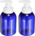 2PCS Round Empty Foam Pump Bottle, 350ml Travel Foam Soap Dispenser Empty Refillable Plastic Pump Bottle for Lash Shampoo, Hand Soap, Facial Lotion(6" Blue)