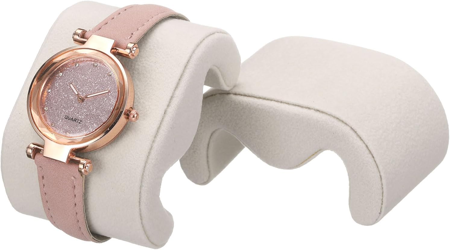 2pcs Watch Case Pillows, M Shaped Watch Display Pillow Velvet Watch Cushion Replacement for Watch Bracelet Display Storage Beige
