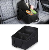 Car Seat Organizer, Foldable Car Storage Organizer with 4 Cup Holders, Rear & Front Seat Storage Bags, Black