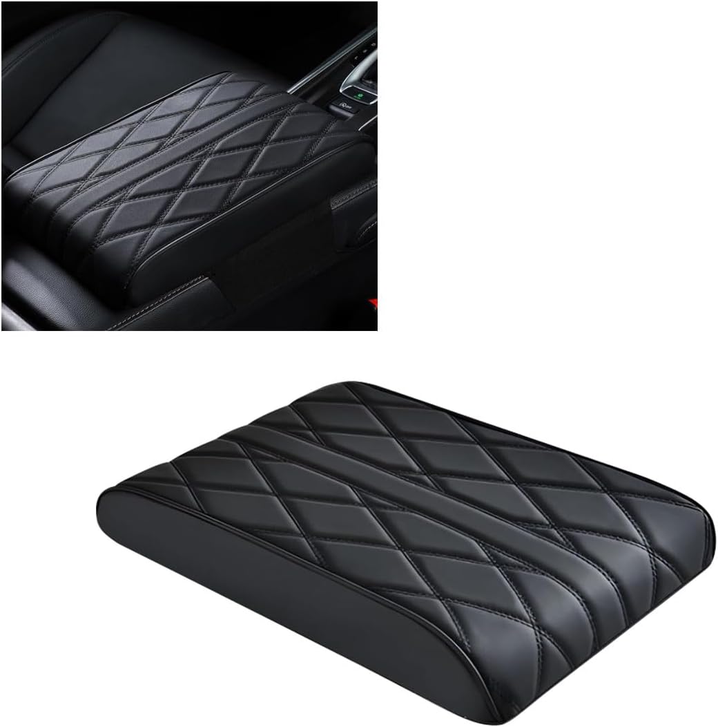 Car Center Console Cover Pad, Leather Auto Console Arm Rest Cover, Waterproof Car Armrest Seat Box Cushion Protector, Memory Foam Armrest Pillow for Most Cars