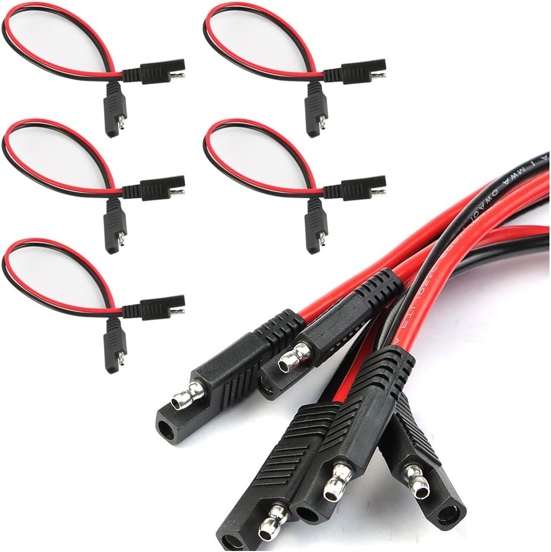 5PCS 10 Gauge 2 Pin Quick Disconnect Polarized Wire Harness, 12 Inch SAE Connector Bullet Lead Cable, Automotive Heavy Duty Extension Cable for Car Motorcycle Boat Tractor (10 AWG)