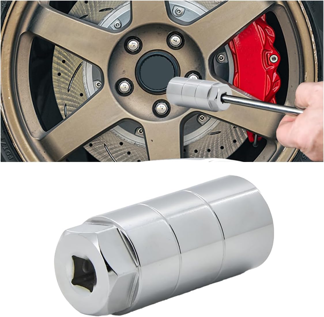 Oil Pressure Switch Socket, 1 1/16" Socket Switch Fits 3/8" Drive or 1 1/8" Hex Wrench, Accepts Oil Pressure Sending Units Up to 2 5/8'' Long, Suitable for Most Car Models (Silver)