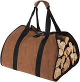 Firewood Carrier, 38in x 18in 16oz Waxed Canvas Log Carrier for Firewood, Wood Carrying Bag with Handles Securing Straps for Indoors Camping Trip, Gifts for Men Dad Husband (Brown)