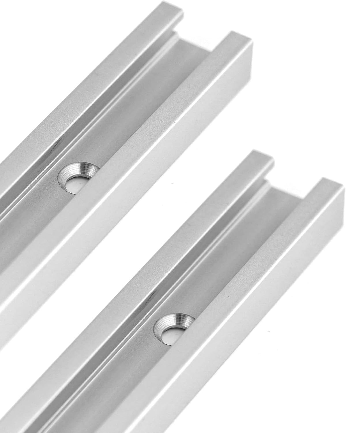 Aluminum T Track, 2 Pack 12 Inch Universal Double Cut Profile T Track, with Predrilled Mounting Holes and Screws, Woodworking and Fixtures, for Drill Press Table, Router Table