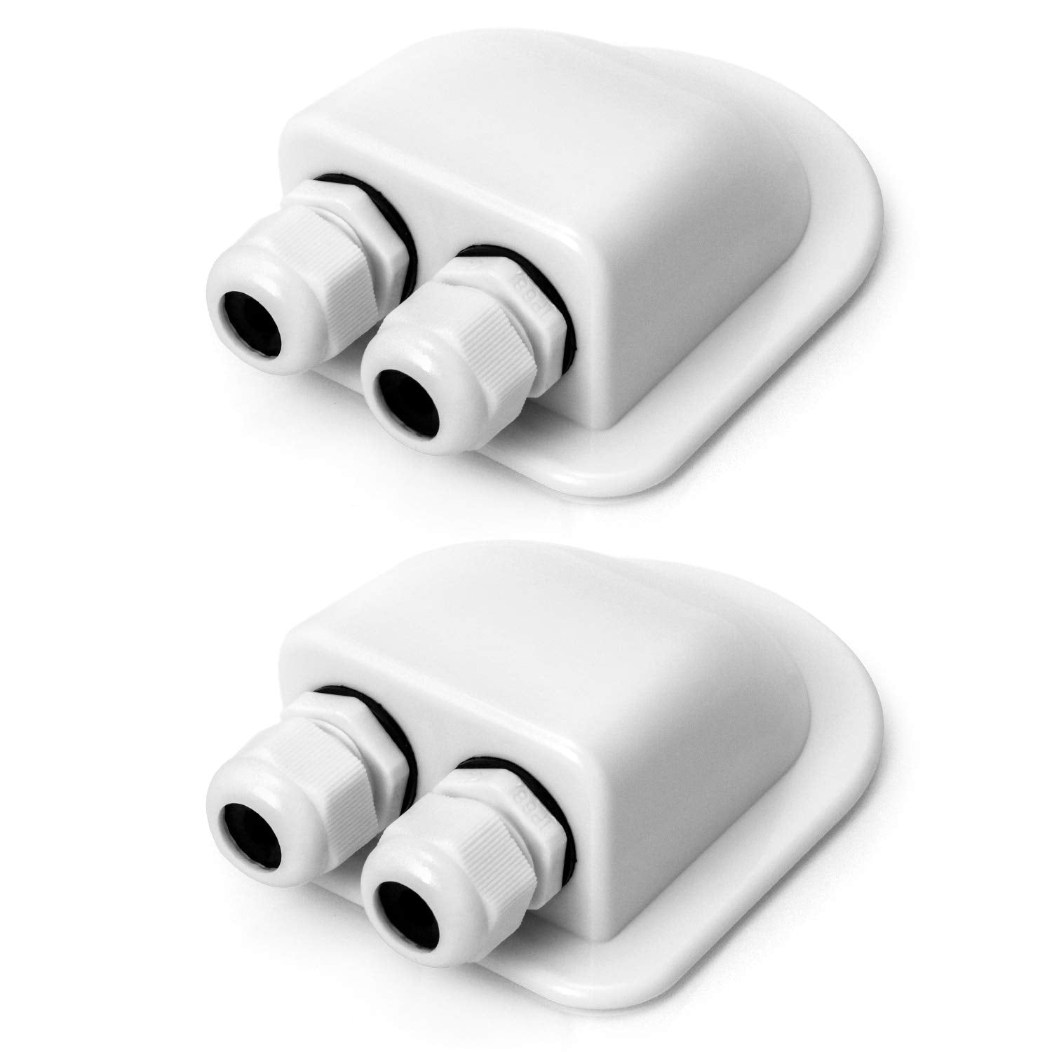 2 Pcs IP68 Waterproof ABS Solar Double Cable Entry Gland-Weather Resistant Dual Cable Entry Housing for Solar Panels of RV, Caravan and Marine, White