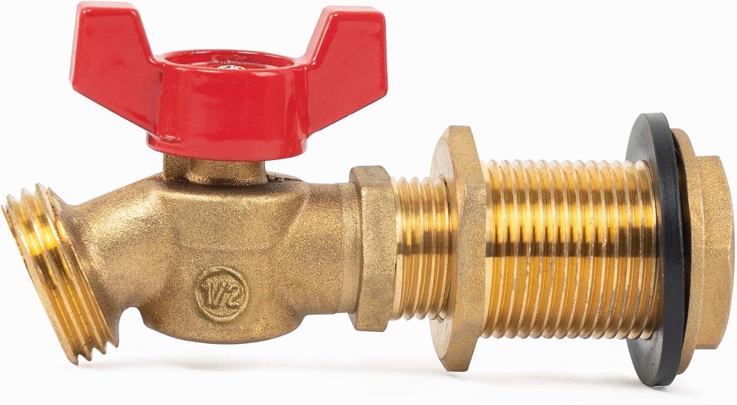 Brass Rain Barrel Quarter Turn Ball Valve Spigot Kit 1/2 Inch With Bulkhead Fitting