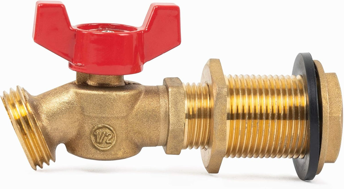 Brass Rain Barrel Quarter Turn Ball Valve Spigot Kit 1/2 Inch With Bulkhead Fitting