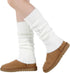 White Fuzzy Leg Warmers Fluffy Knit Ankle Socks Winter Ruffle Kawaii Leg Warmers Ankle Warmer College Concert Thick Boot Socks for Women Girls
