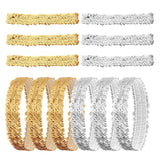 Silver Sequin Headband, 12 PCS 80s 90s Vintage Elastic Sparkle Dance Stretch Head Band Disco Hair Band Stylish Glitter Headpiece Shimmering Party Hair Accessories for Girls Women (Silver, Gold)