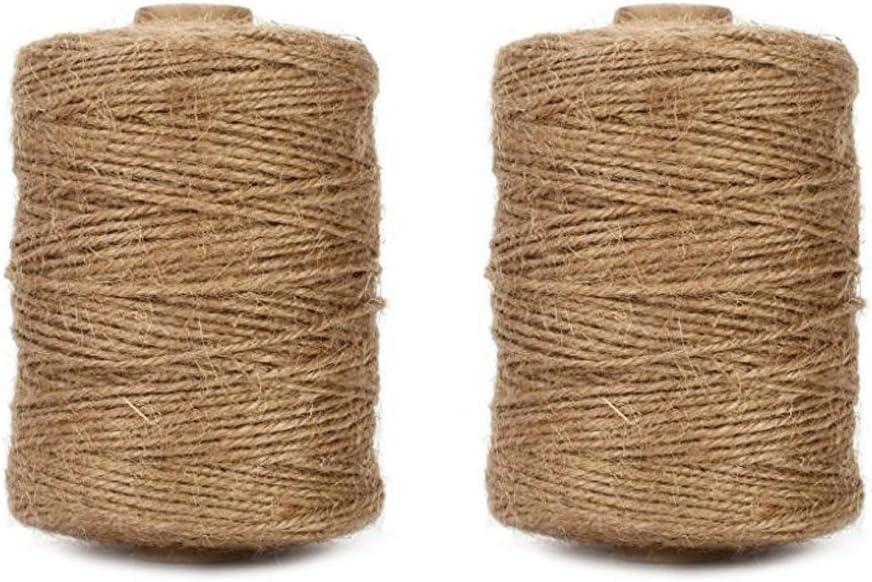 1000 Feet Natural Jute Twine, 2mm Twine String for Arts and Crafts, Gardening, Gift Wrapping, Packaging, Festive Decorations (2PCS x 500 Feet)