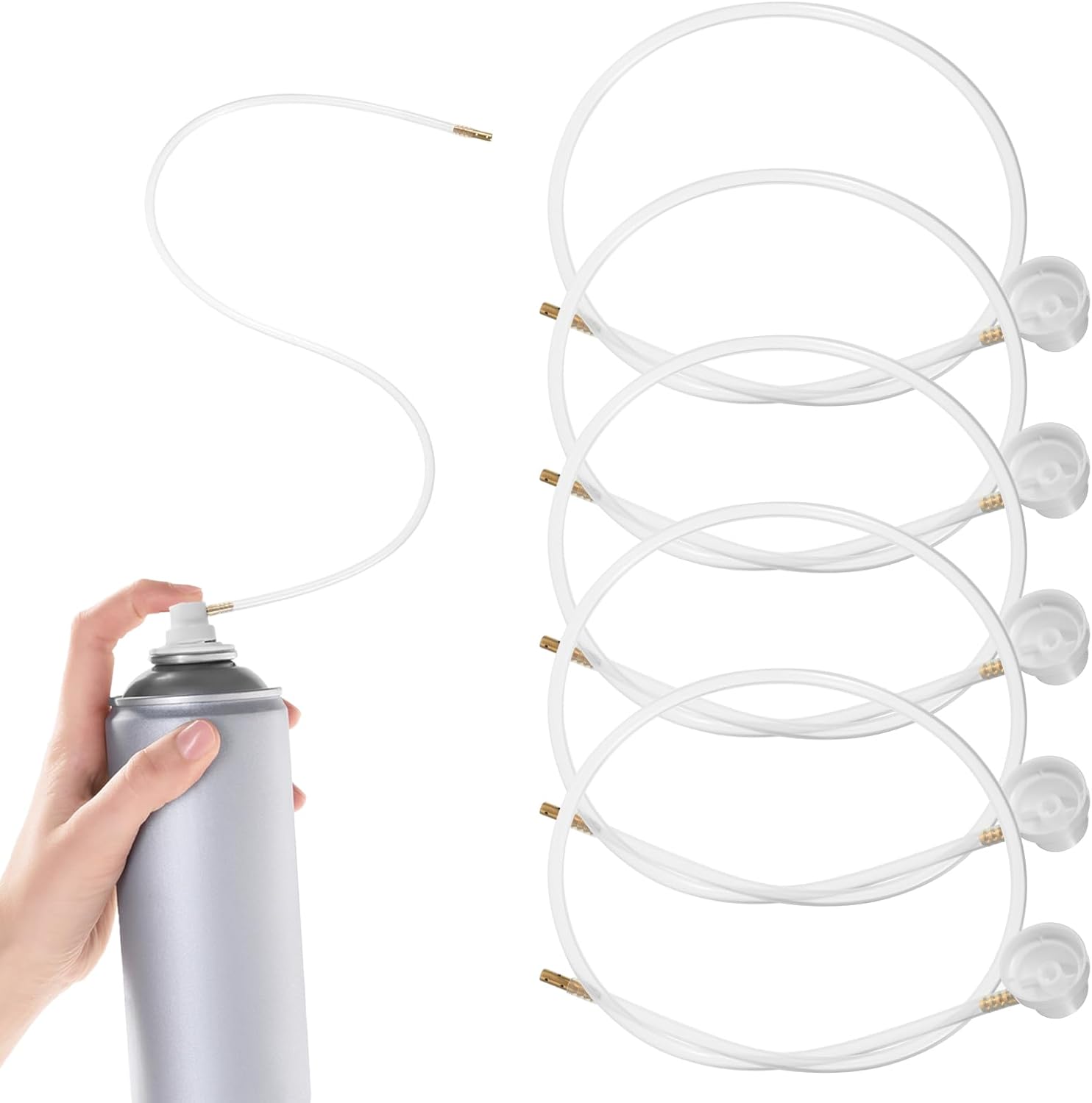 5 Pcs 19.69" Spray Can Nozzle Extension, 360 Degree Extension Hose Aerosol Spray Tips for Male Stem Cans, Universal 4.6 mm Extensions Fit for Auto Car Fluid, Paint, Protective Film Lubricants