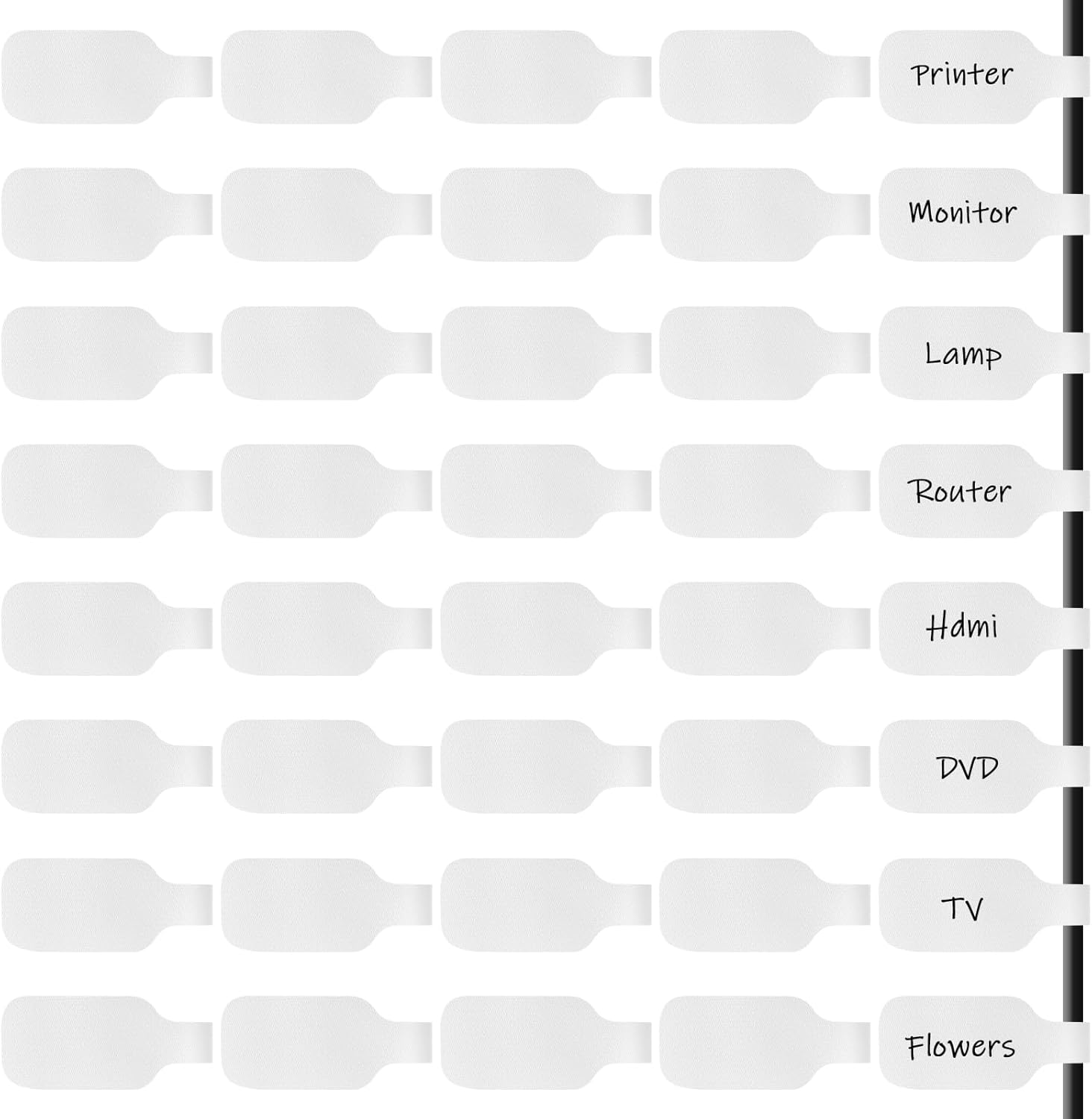 40 Pcs Reusable Cable Cord Wire Labels, Cable Labels Wire Tags Easy Write-On Cables Markers with Hook Loop Closure, Tear-Resistant Nylon Cables Tags for Organizing Electronics, Home, Office (White)​