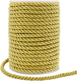 5mm Twisted Cord Trim, 59 Feet Gold Decorative Rope for Curtain Tieback, Upholstery, Honor Cord, Home Decor