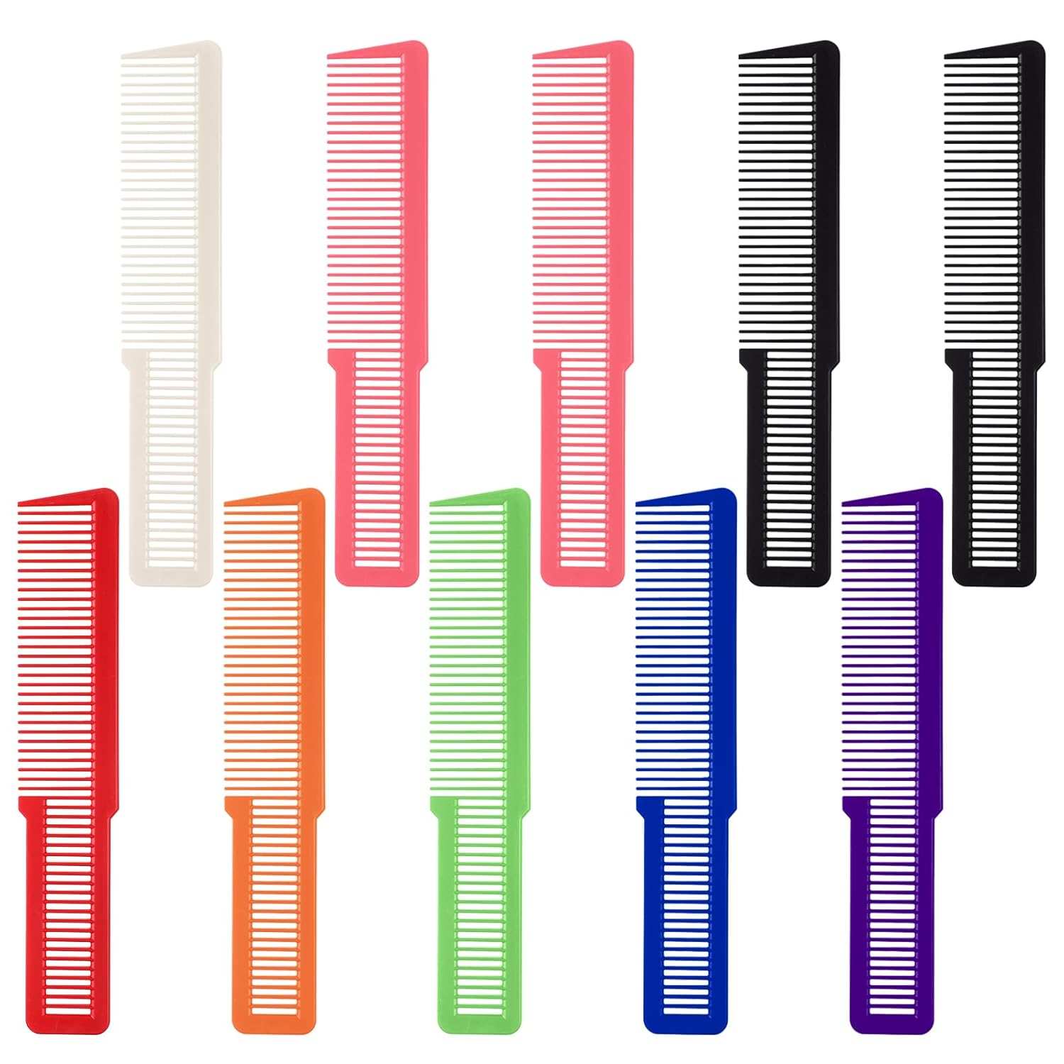 10 PCS Barber Combs, Hair Cutting Combs Professional Fine Tooth Comb Flat Top Clipper Comb Blending Hairstylist Essentials Hairdressing Salon Set for Women Men Hair Styling (Eye-Catching Colors)