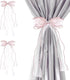 2 PCS Bow Curtain Tiebacks, Elegant Pink Bow Butterfly Curtain Tiebacks with Pearls Sweet Bowknot Holdbacks for Stylish Home Bedroom Offices Dining Rooms Wedding Party Decoration - 31.5 in(80 cm)