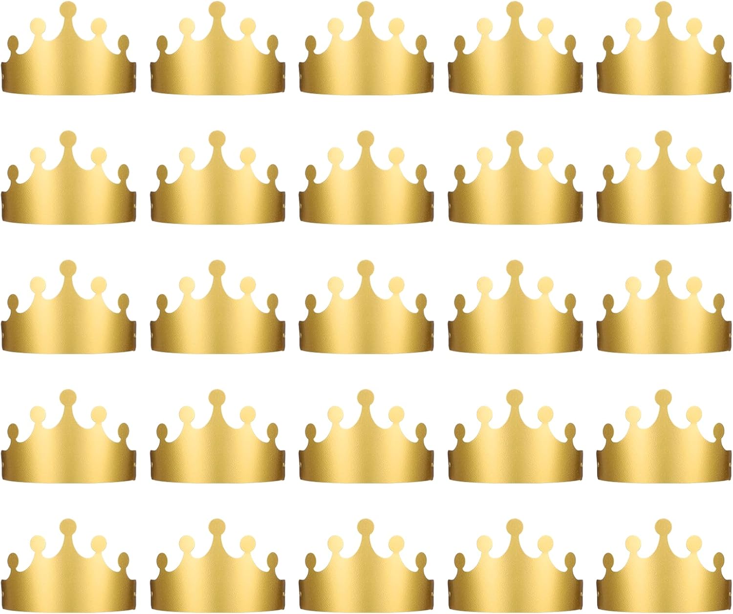 Gold Paper Crowns, 20 Pcs Golden King Crown Paper Crowns for Kids and Adults Foldable Party Crown Hat for Birthday Celebration Baby Shower Photo Props Wedding Anniversary (Matte Finish)