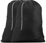 Nylon XL - Large Capacity with Locking Drawstring, Machine Washable, Fits Laundry Baskets or Hampers, Holds 3 Loads of Clothes - Black (Pack of 2)