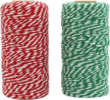 Bakers Twine, 656 Feet 2 Rolls Christmas Twine String Ribbon for Gift Wrapping, Pastry Boxes Tying, Festival Decorations, DIY Crafts (328Feet Each Roll)