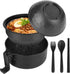Ramen Bowl Set, Ramen Cooker 33 oz, Ramen Bowls with Chopsticks and Spoon, Microwave Pasta Cooker, College Dorm Essentials for Girls Guys (Black)