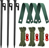 Tree Stakes and Supports, Heavy Duty Tree Stakes Kit Include 3Pcs Tree Straps for Staking, 3Pcs 12" Steel Spikes, and 39Ft Rope, Tree Supports for Young Tree Anti Strong Wind, Bad Weather
