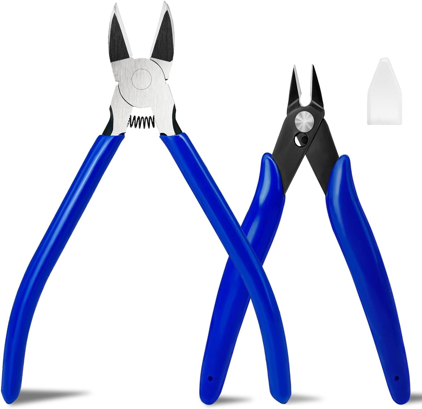 2 Pack Wire Cutters Set, 6" and 5" Ultra Sharp Flush Cutters, Carbon Steel Wire Cutters for Crafting, Electronics, 3D Prints, Jewelry Making, Model Sprue, Zip Ties(6"+ 5", Blue, 2 Pack)