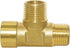 Brass Pipe Fitting Barstock Tee 3 Way NPT 1/2" Male x 1/2" Male x 1/2" Female Hose Fitting