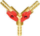 3/8" Hose Barb, Y shaped Type 3 way Union Intersection/Split Brass Shut off Ball Valve Fitting