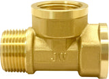 Brass Pipe Fitting Barstock Tee 3 Way NPT 3/4" Female x 3/4" Female x 3/4" Male Hose Fitting