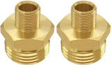 2PCS 3/4 GHT Male to 3/8 Compression Male Thread Adapter Pipe Fitting, Brass Reducer Faucet Connector Water Hose Adapter, Supply Line to Garden Hose Adapter for RV Kitchen Bathroom Plumbing
