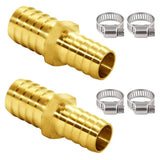 2PCS Hose Barb Reducer 5/8" to 3/4" Barb Fitting Reducing Splicer, Hex Union Brass Fitting Water/Fuel/Air