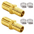 2PCS Hose Barb Reducer 5/8" to 3/4" Barb Fitting Reducing Splicer, Hex Union Brass Fitting Water/Fuel/Air