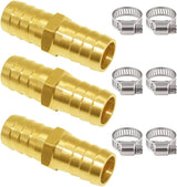 3PCS Solid Brass 5/8" Hose Repair Connectors with Stainless Steel Clamps Small Garden Water Hose End Parts Repair Kit Fitting