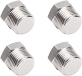 4Pcs Stainless Steel Outer Hex Thread Socket Pipe Plug Fitting 1/4" NPT Male