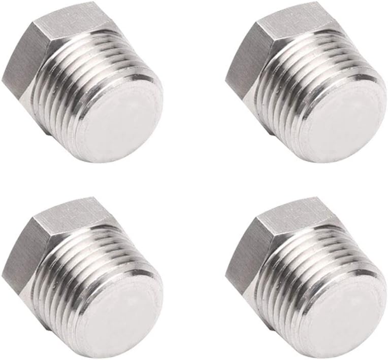 4Pcs Stainless Steel Outer Hex Thread Socket Pipe Plug Fitting 1/4" NPT Male
