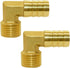 Brass Hose Fitting, 90 Degree Elbow, 1/2" Barb x 3/8" NPT Male Pipe Water/Fuel/Air (Pack of 2)